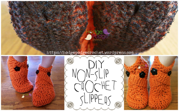 https://hodgepodgecrochet.wordpress.com/ DIY Non-Slip Crochet Slippers